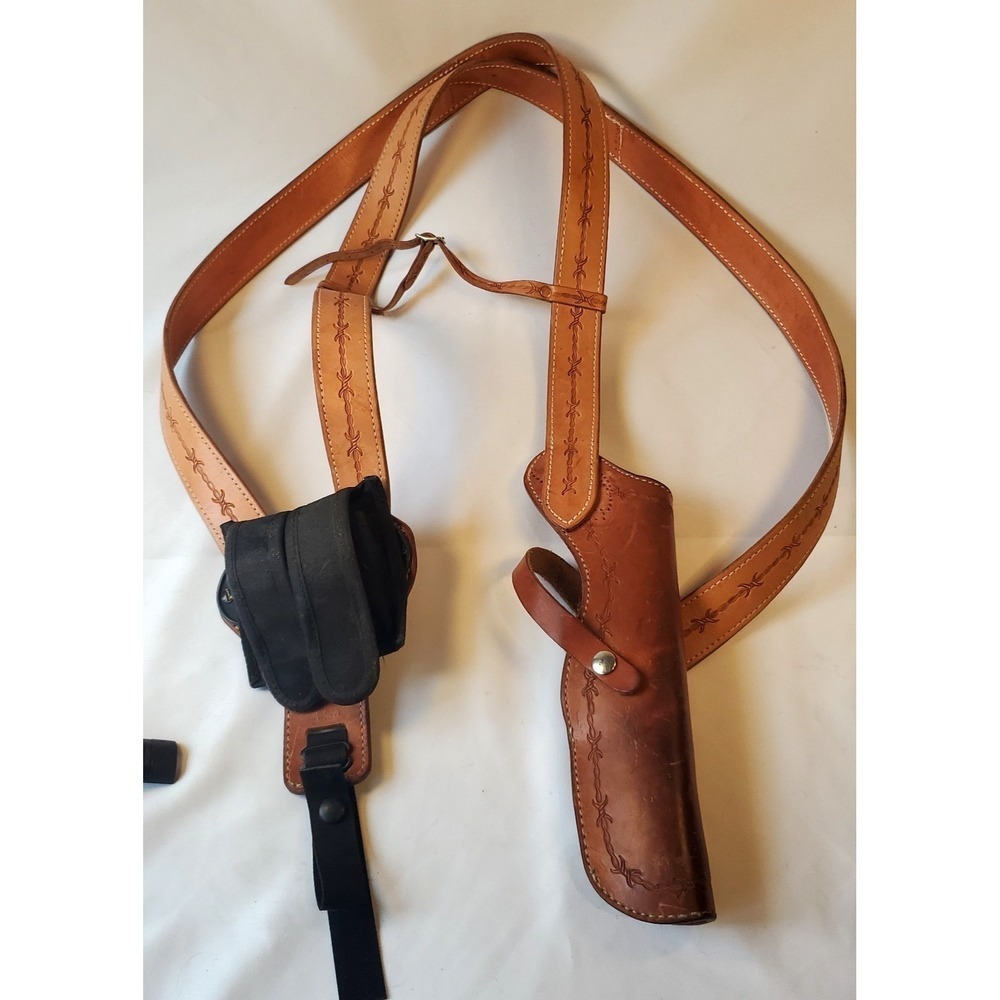 Large Frame Revolver Leather Vertical Shoulder Holster McKenzie Saddlery -READ